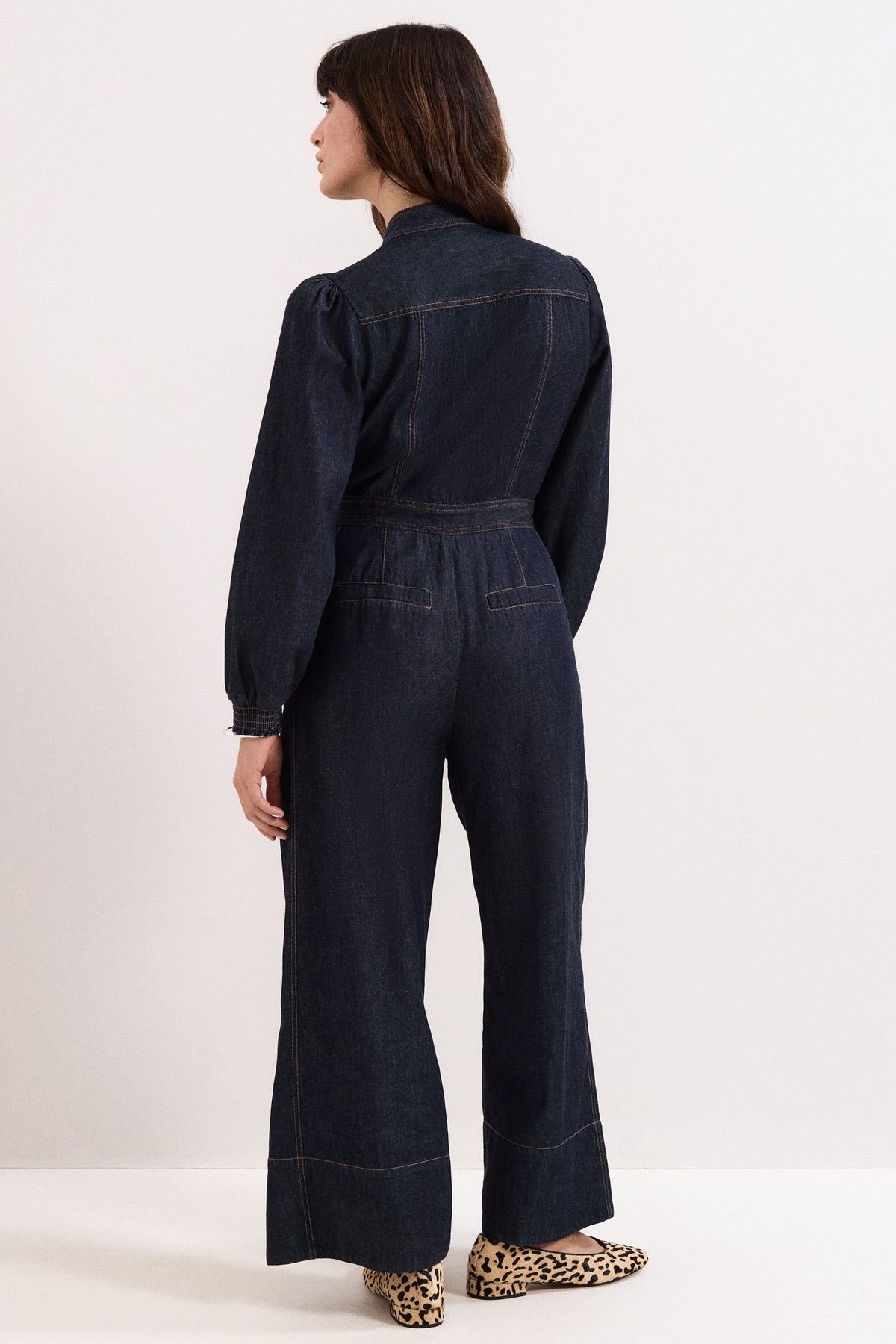 Phase Eight Phase Eight Women's Patricia Tie Neck Denim Jumpsuit in Dark Indigo - 4