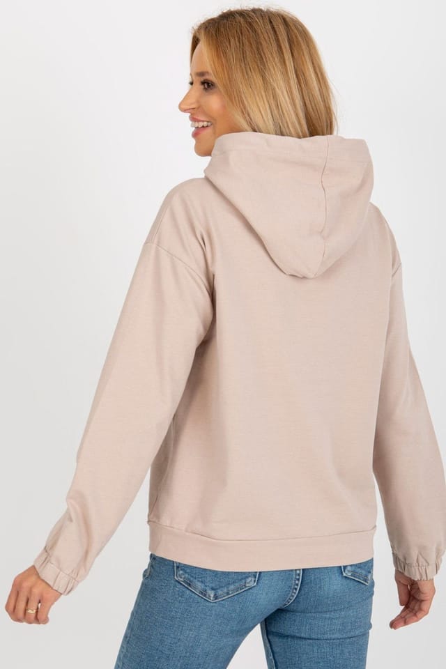 Love Lace Love Lace Women's Soft Cotton Hooded Kangaroo Pocket Sweatshirt Style 185946 in Beige - 3