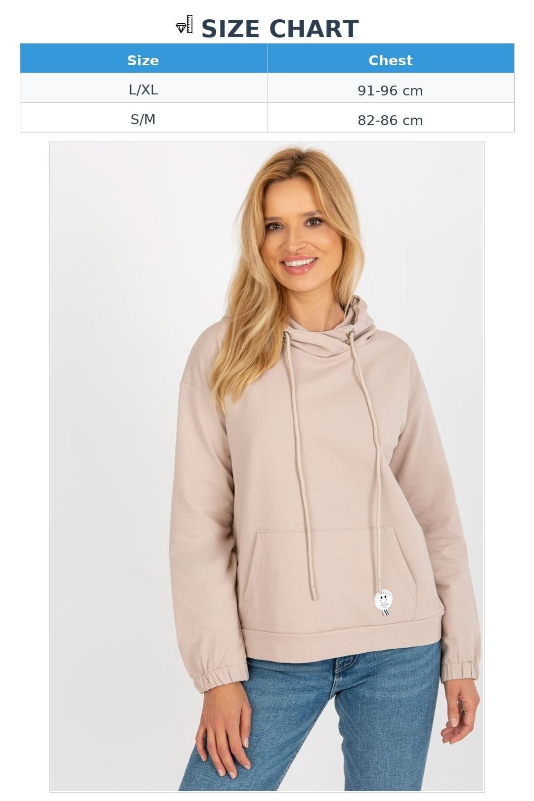 Love Lace Love Lace Women's Soft Cotton Hooded Kangaroo Pocket Sweatshirt Style 185946 in Beige - 4