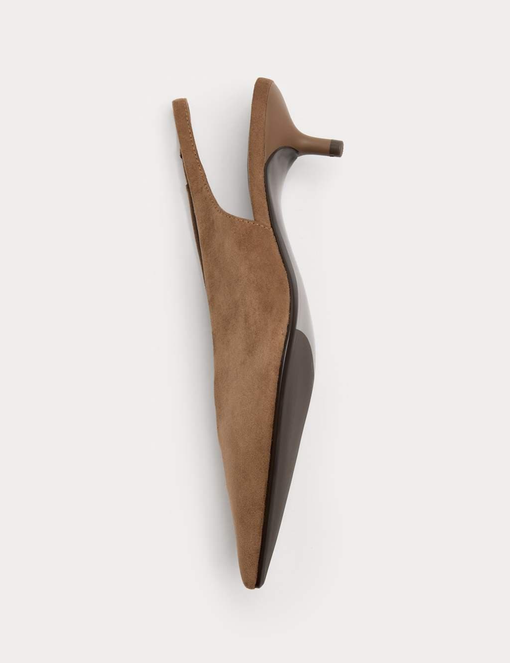 Marks & Spencer M&S Taupe Suede Kitten Heel Pointed Slingback Shoes
