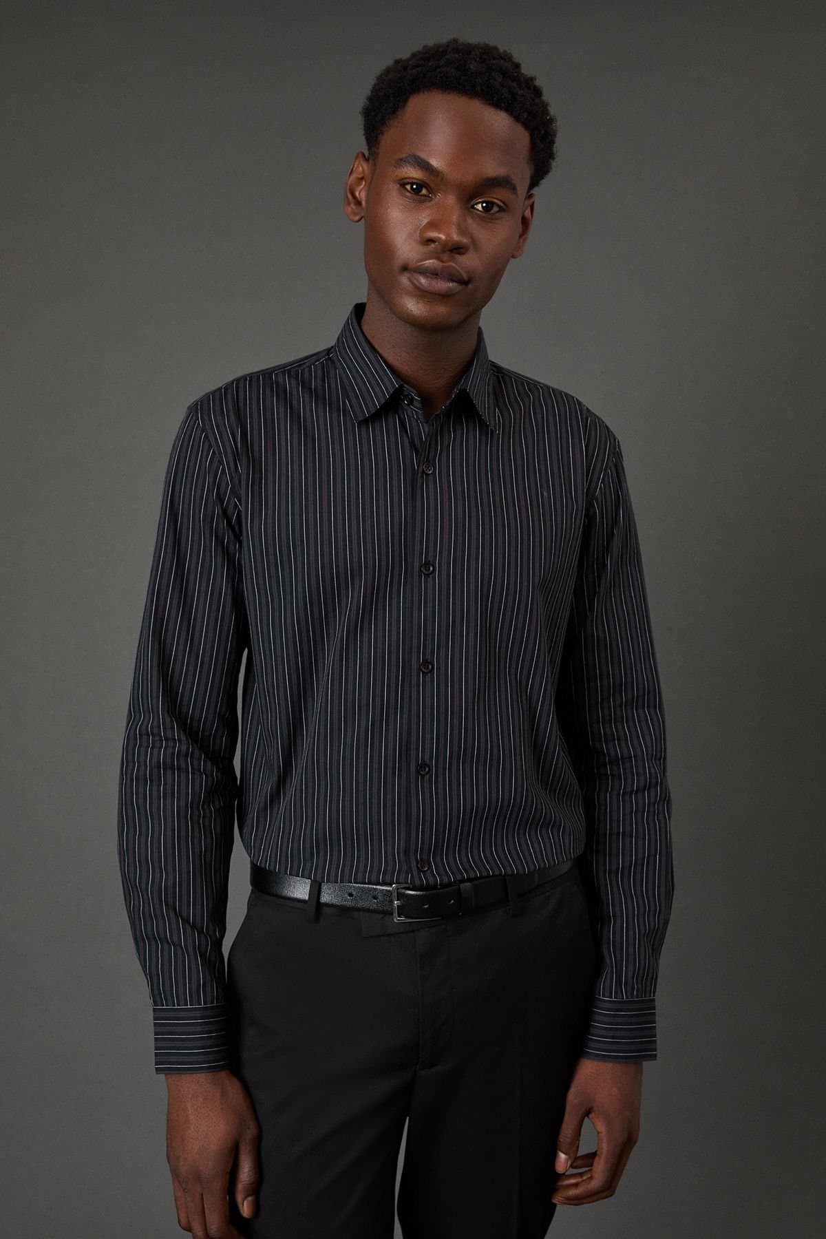 Burton Burton Men's Black & White Fine Stripe Long Sleeve Shirt