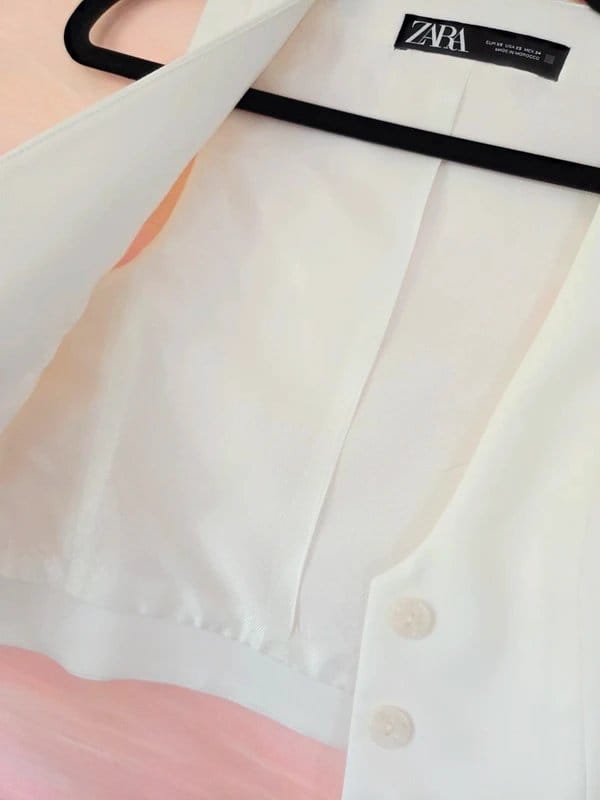 Zara Cream Satin Waistcoat – Size XS