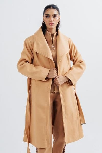 Urban Studio Urban Studio Tan Wool Blend Overcoat