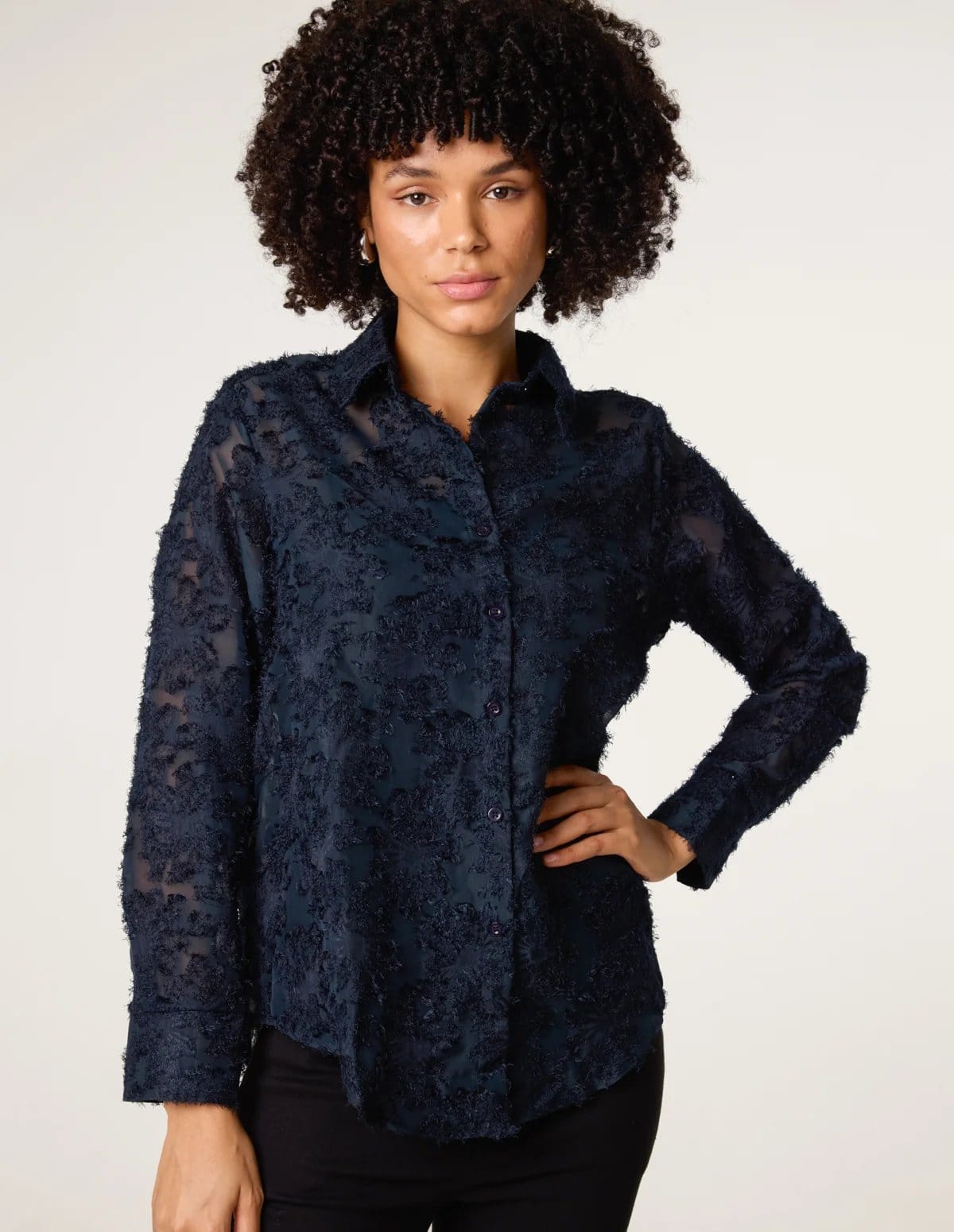 Blue Vanilla Fluffy Oversized Shirt - 1