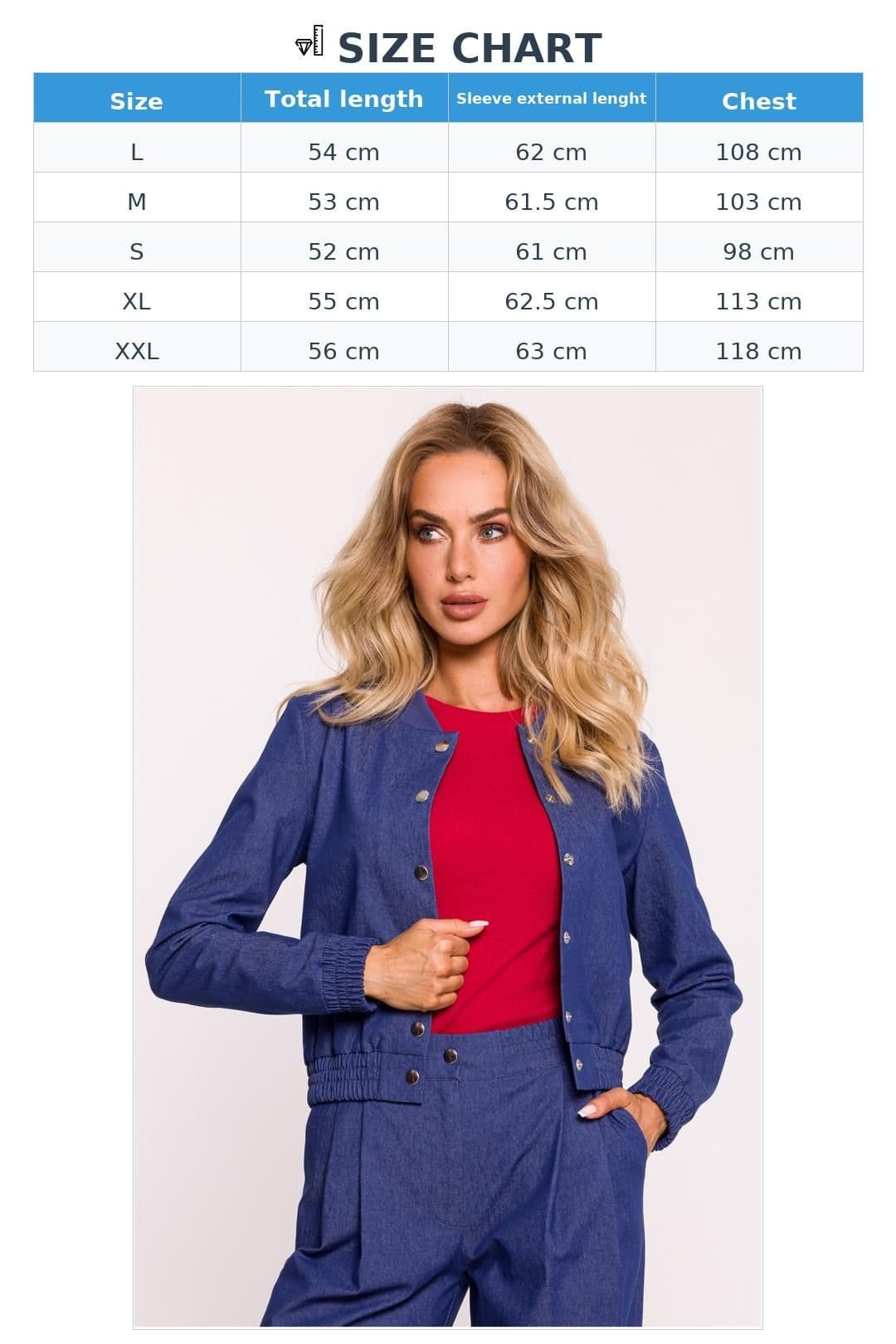 Love Lace Love Lace Women's Cotton Snap Front Bomber Jacket with Rib Cuff in Blue - 4