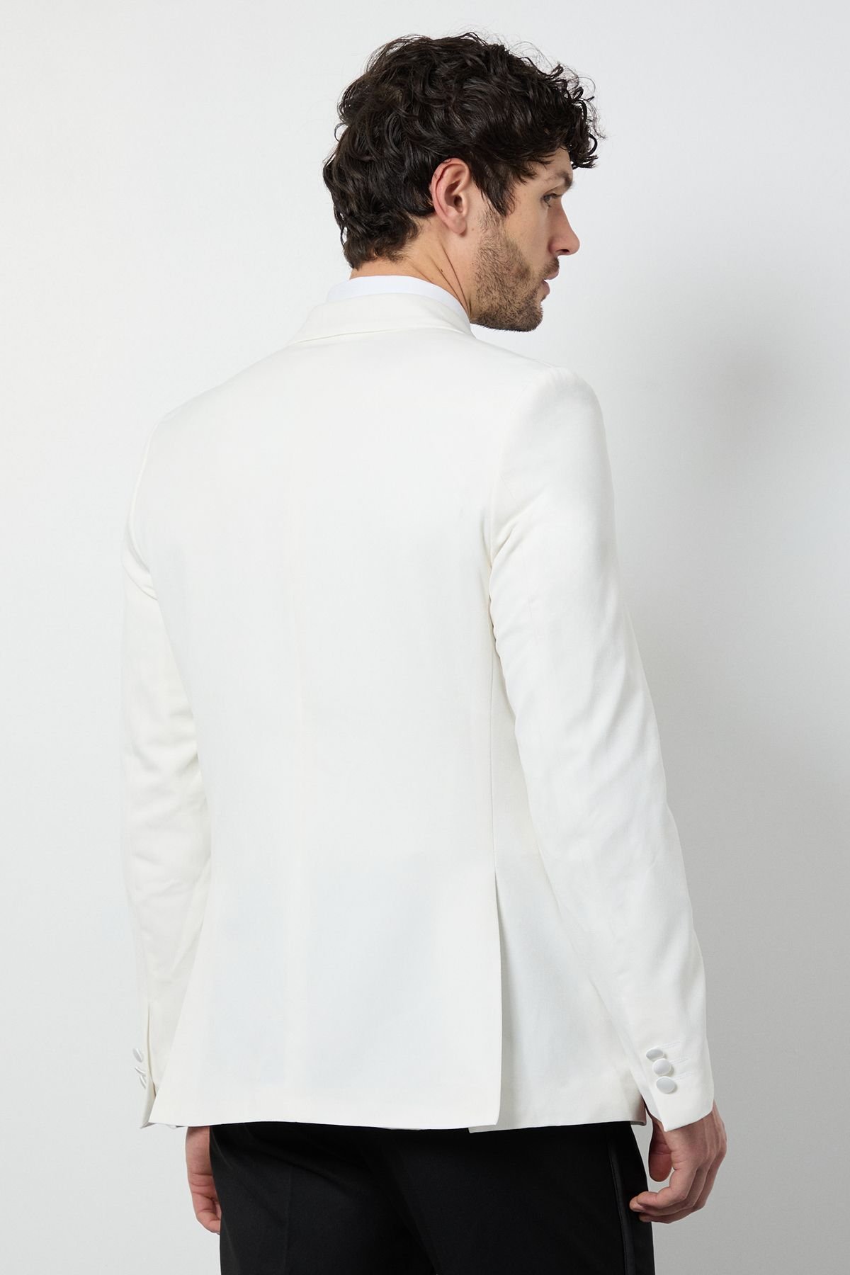 Burton Burton Men's White Double Breasted Tuxedo Jacket - 3