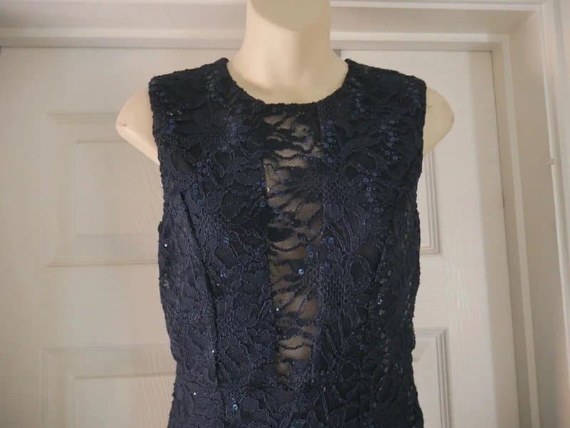 New Look Blue Lace Overlay Dress Size 10 Wiggle Evening Party New Look Cocktail Formal