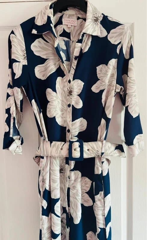 Dancing Leopard Dancing leopard plunge maxi shirt dress wedding party holiday pockets 12-14 same day post