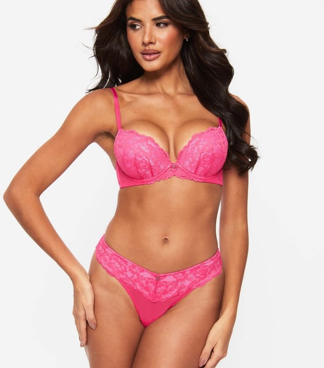 Ann Summers Women's Dark Pink Lace Thong Ann Summers New Look - 3