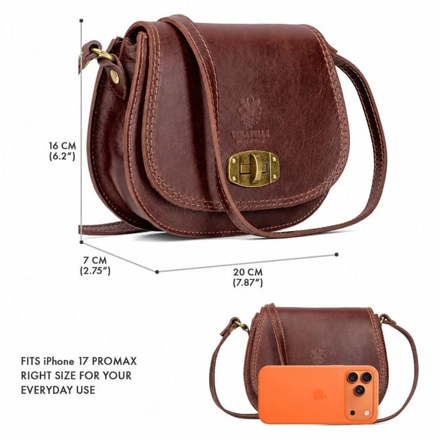 Woodland Leathers Woodland Leathers Women's Women's Italian Leather Crossbody Bag in Brown - 3