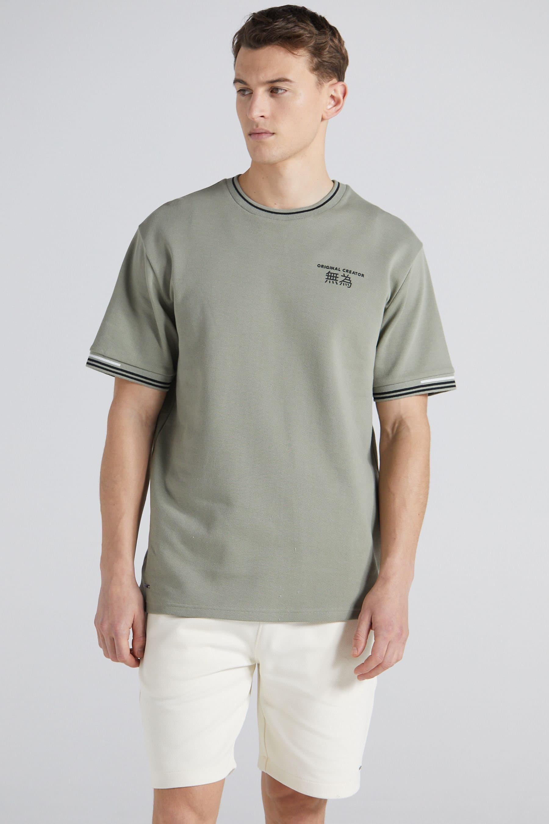 Original Creator Original Creator Men's Boxy Pique Crew T-Shirt - Slate Green
