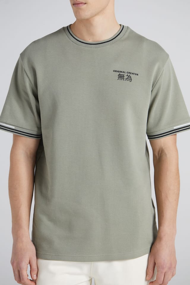 Original Creator Original Creator Men's Boxy Pique Crew T-Shirt - Slate Green - 2
