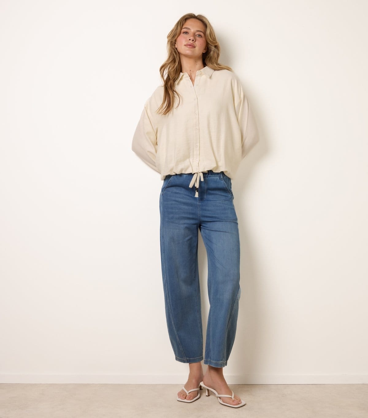 Blue Vanilla Light Blue Seam Detail Wide Leg Jeans