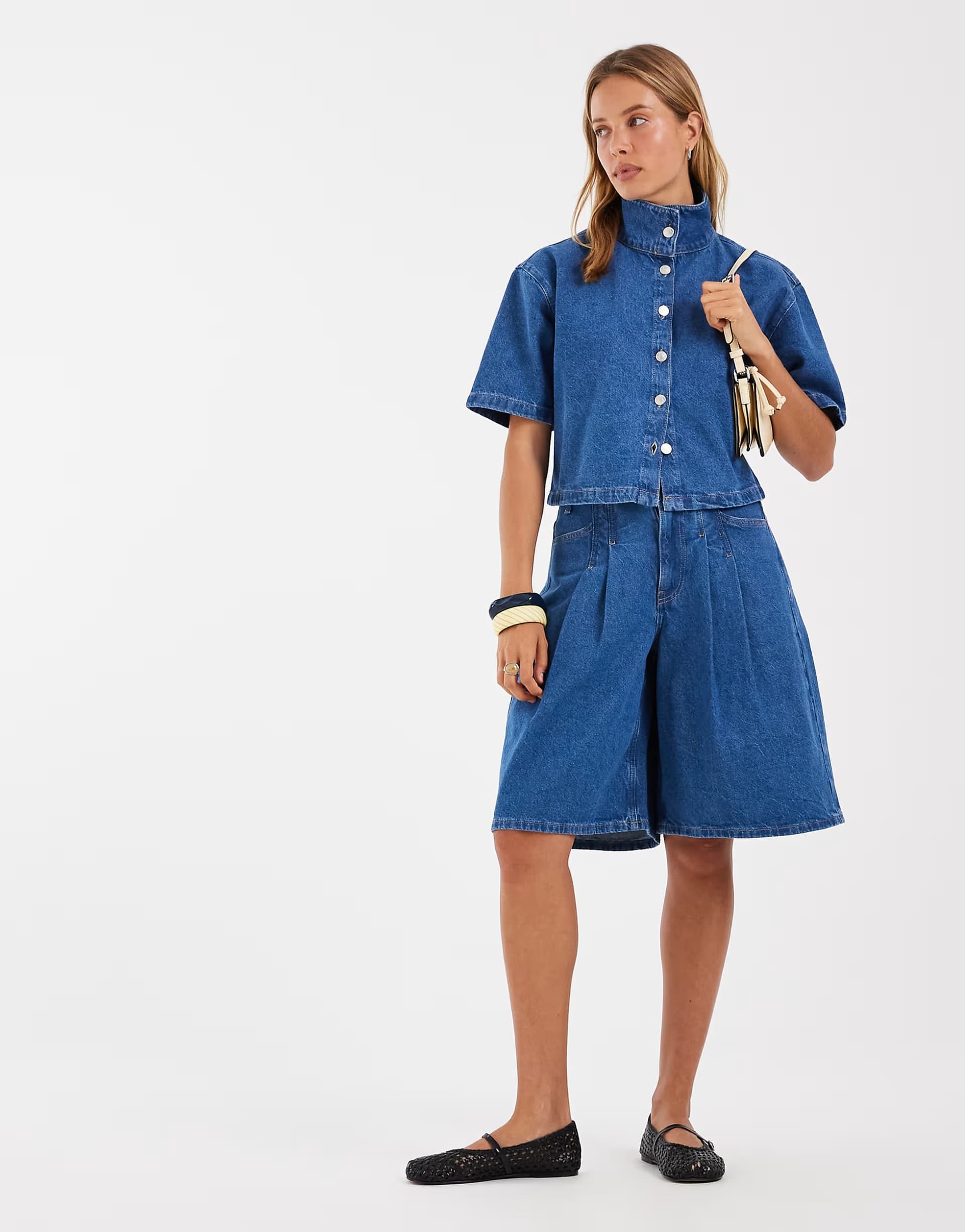 ASOS ASOS DESIGN funnel neck denim top co-ord