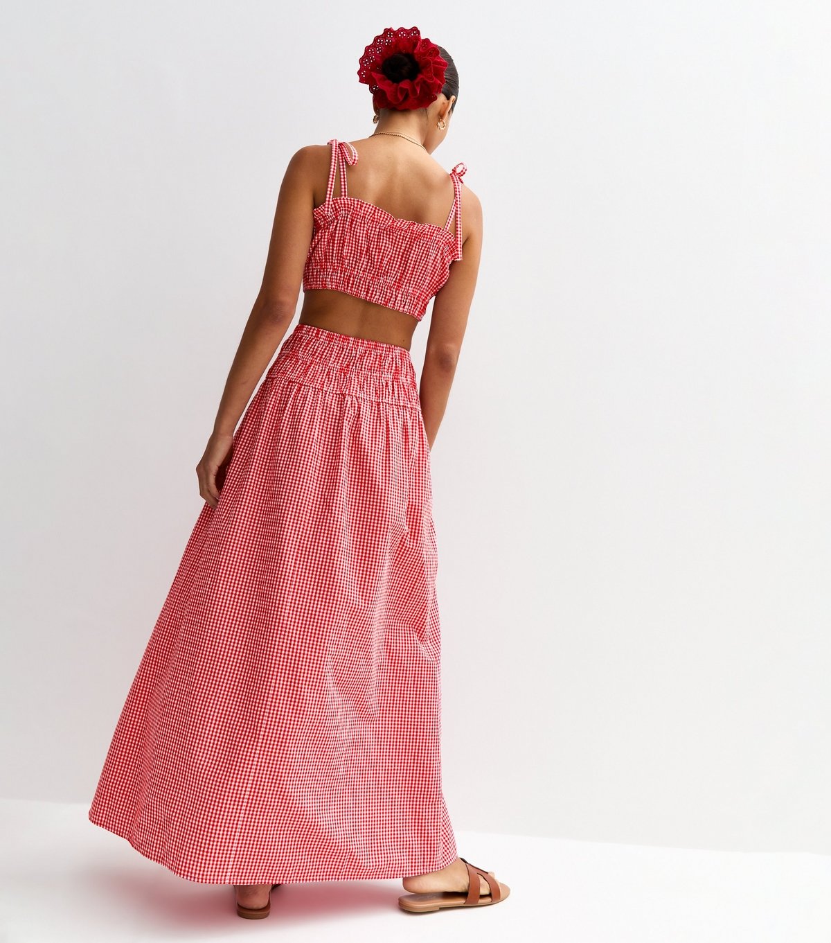 New Look Women's Red Gingham Check Slit Hem Maxi Skirt New Look - 4