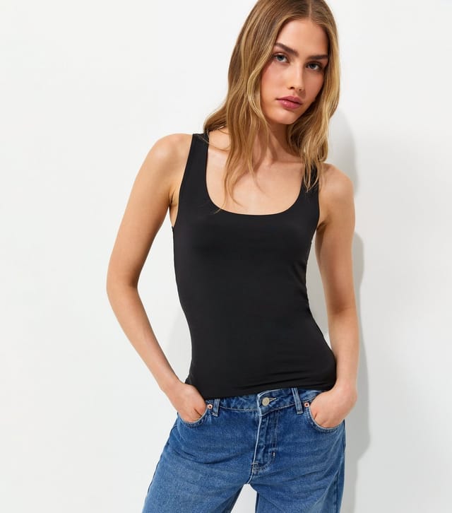 New Look Women's Black Slinky Scoop Neck Vest Top New Look - 2