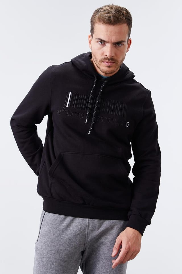 Tommy Life Tommy Life Men's Printed Hooded Sweatshirt in Black - 3