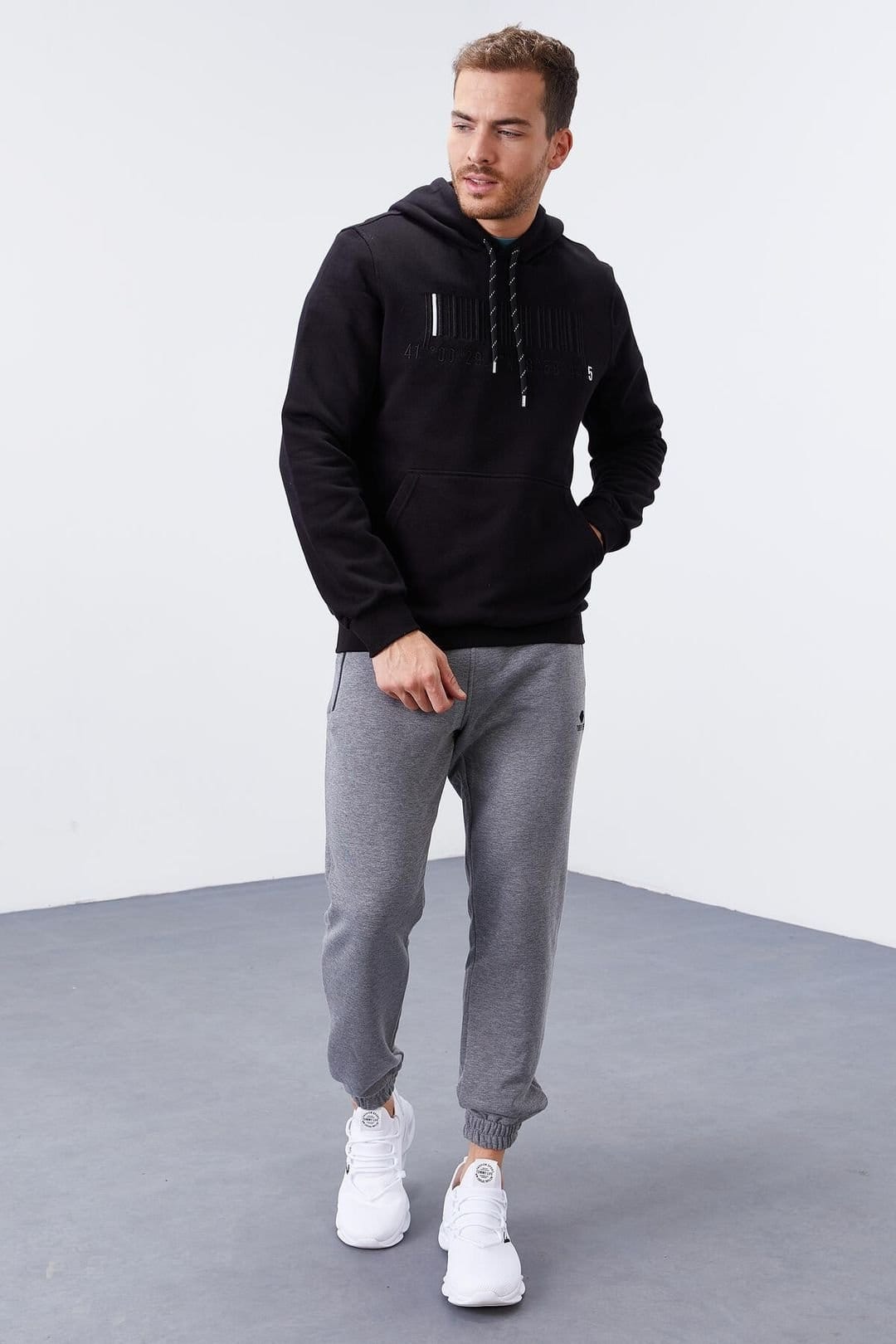 Tommy Life Tommy Life Men's Printed Hooded Sweatshirt in Black - 4