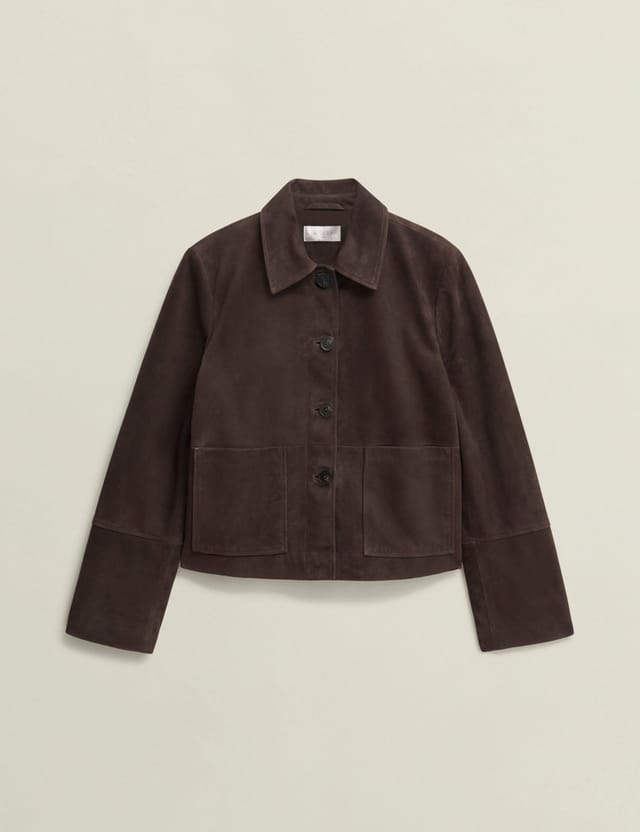 Hobbs London Hobbs London Women's Montana Cropped Button Up Jacket in Dark Brown - 2