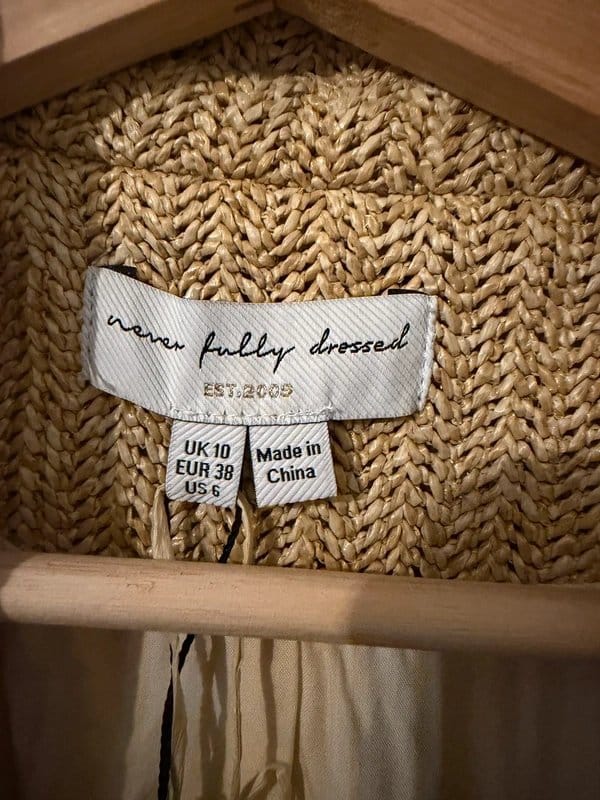 Never Fully Dressed Beige Rattan Blazer Size 10