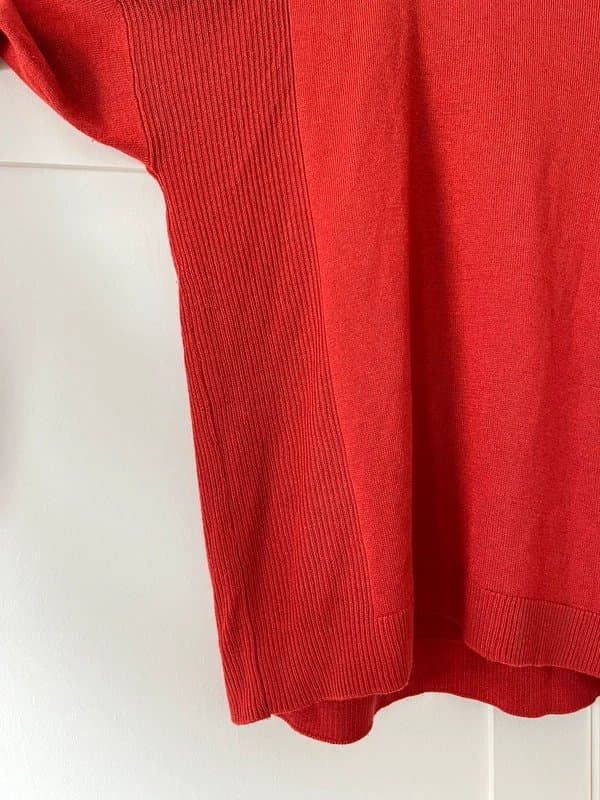 M&S Collection M&S Burnt Orange Red Ribbed Crew Neck Jumper Sweater