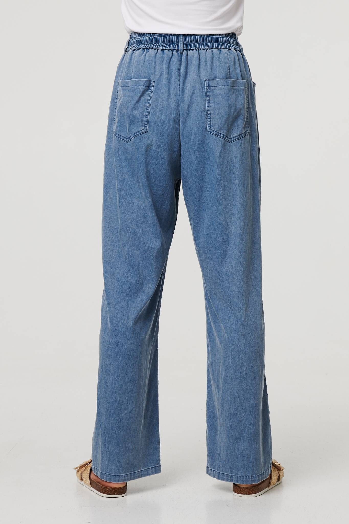 Izabel London Izabel London Women's Denim Elasticated Tie Waist Trousers in Blue - 2