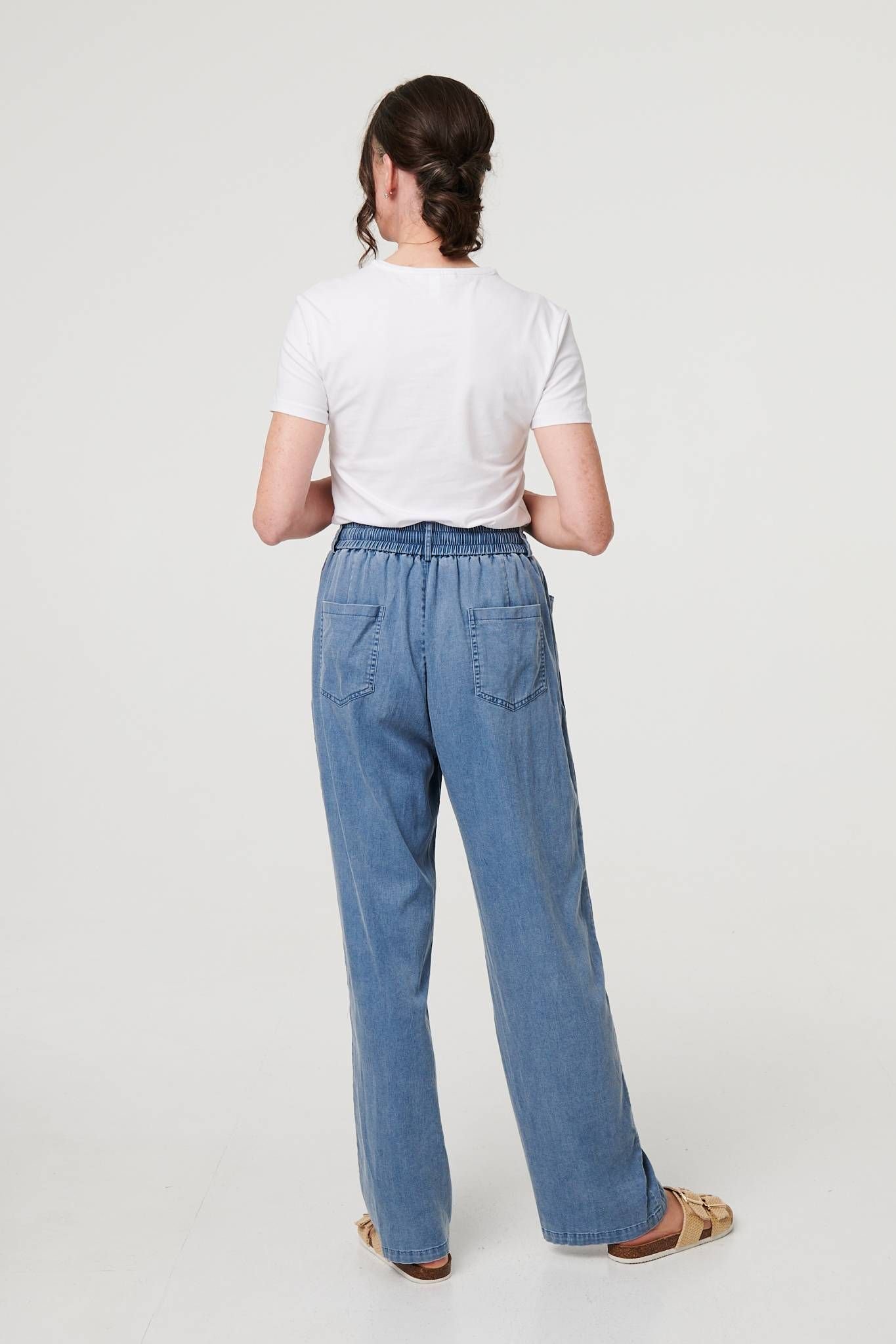 Izabel London Izabel London Women's Denim Elasticated Tie Waist Trousers in Blue - 3