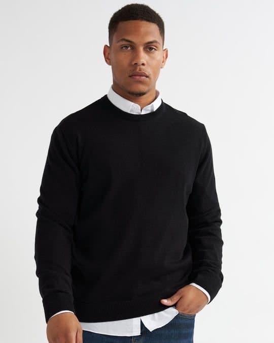 Alse Studio Alse Studio Men's Premium Quality 100% Cotton Crew Neck Long Sleeve Jumper in Black