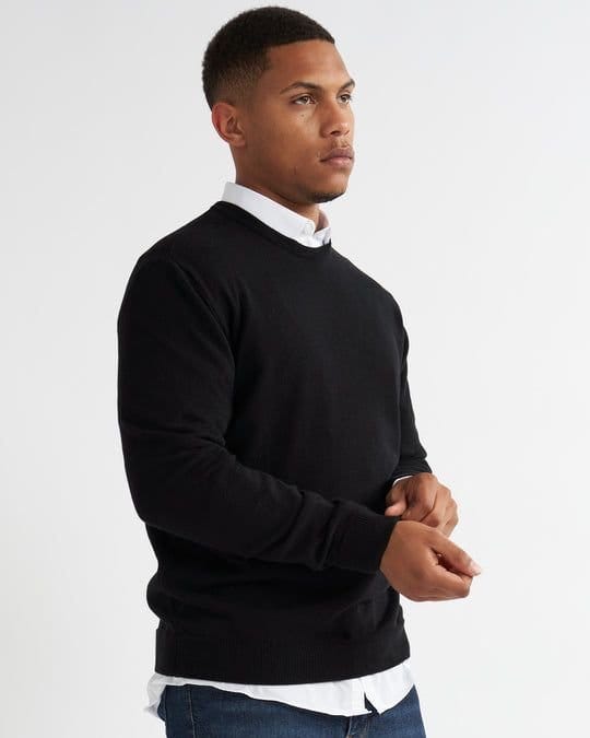 Alse Studio Alse Studio Men's Premium Quality 100% Cotton Crew Neck Long Sleeve Jumper in Black - 2