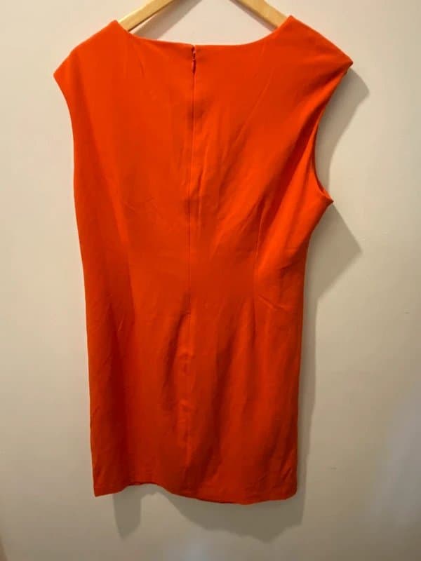 DKNY DKNY Burnt Orange Ruched Dress | Designer Knee Length Occasion Dress | Elegant Wedding Guest Dress