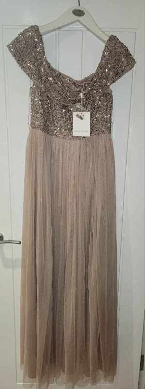 ASOS Maya Deluxe Blush Taupe Sequin Dress SIZE 12