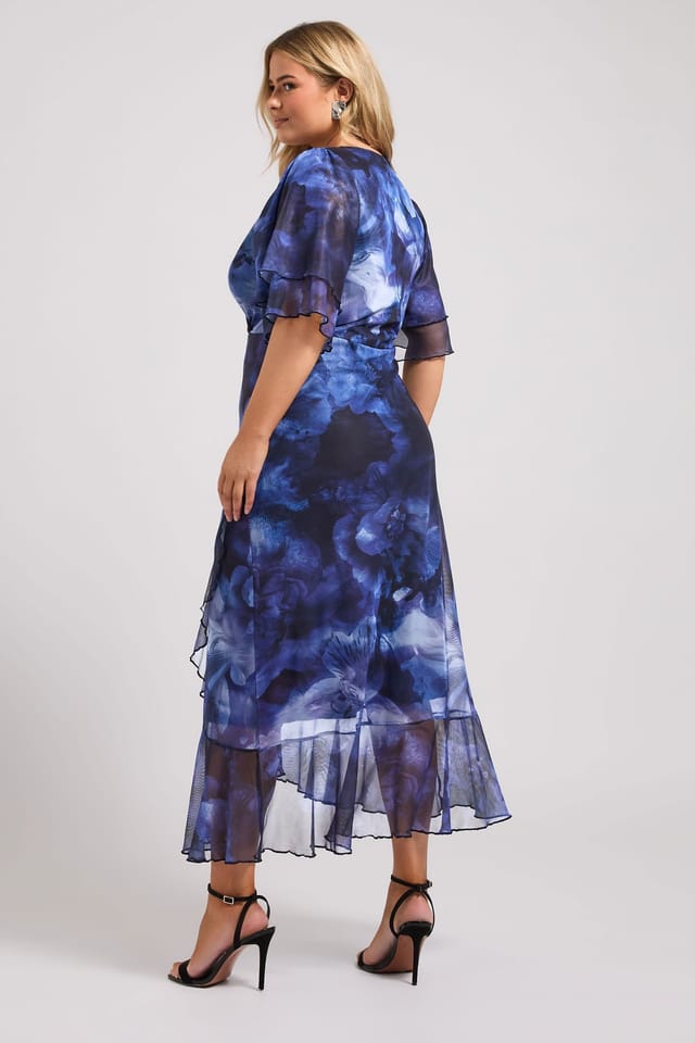 Yours Yours Women's Printed Wrap Dress in Blue - 3