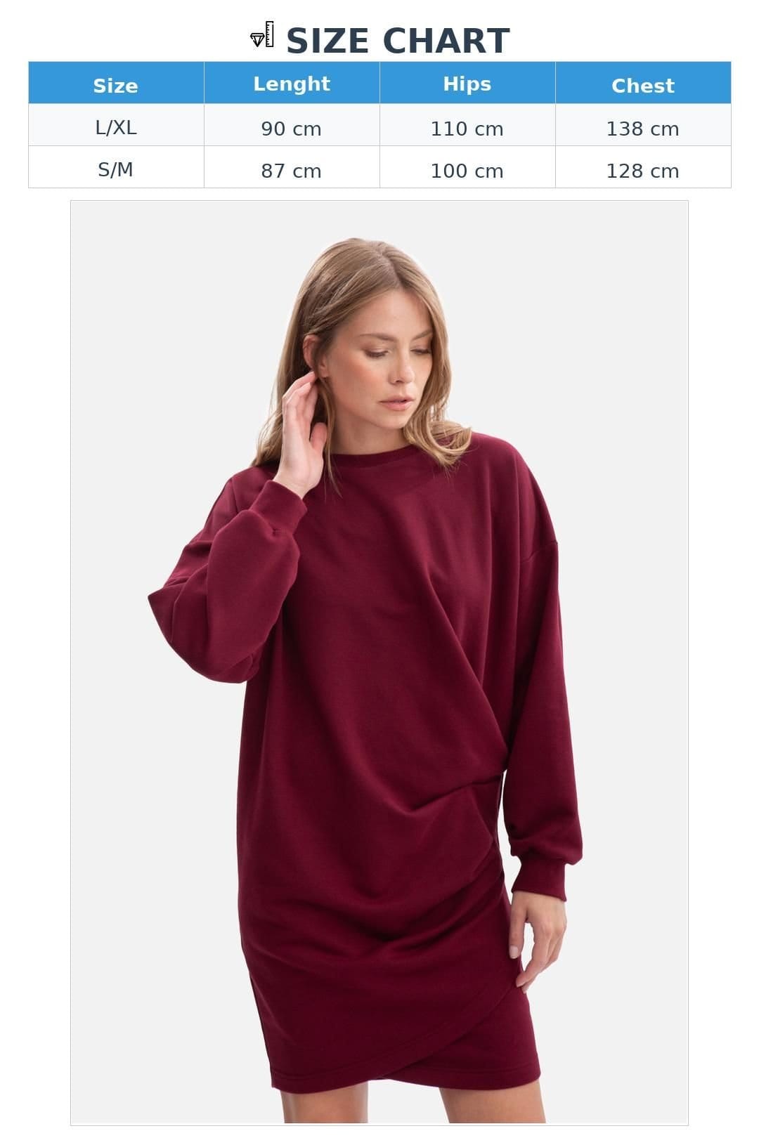 Love Lace Love Lace Women's Sweatshirt Mini Dress with Long Sleeves in Red - 4