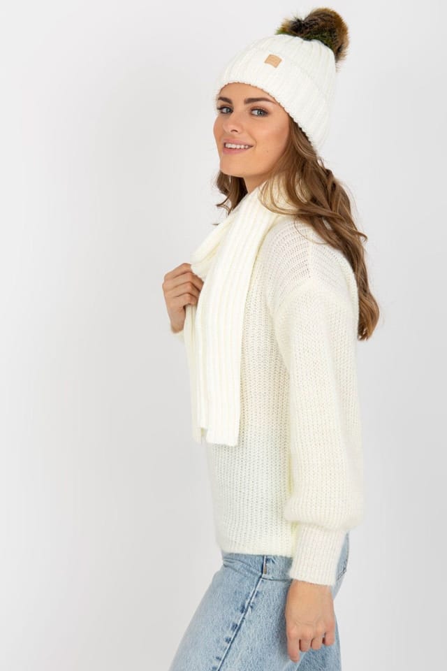 Love Lace Love Lace Women's Winter Hat & Scarf Set for Cold Weather Comfort Everyday Wear in Beige - 2