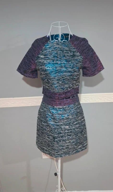 Missguided Missguided Fairycore Iridescent Glitter Co‑ord Set – Top & Skirt – UK 8