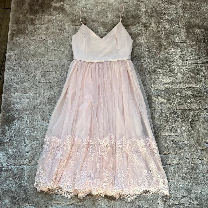 New Look Pink Lace Tulle Skirt Summer Dress / Romantic Style / Special Occasion Dress / Party prom Dress