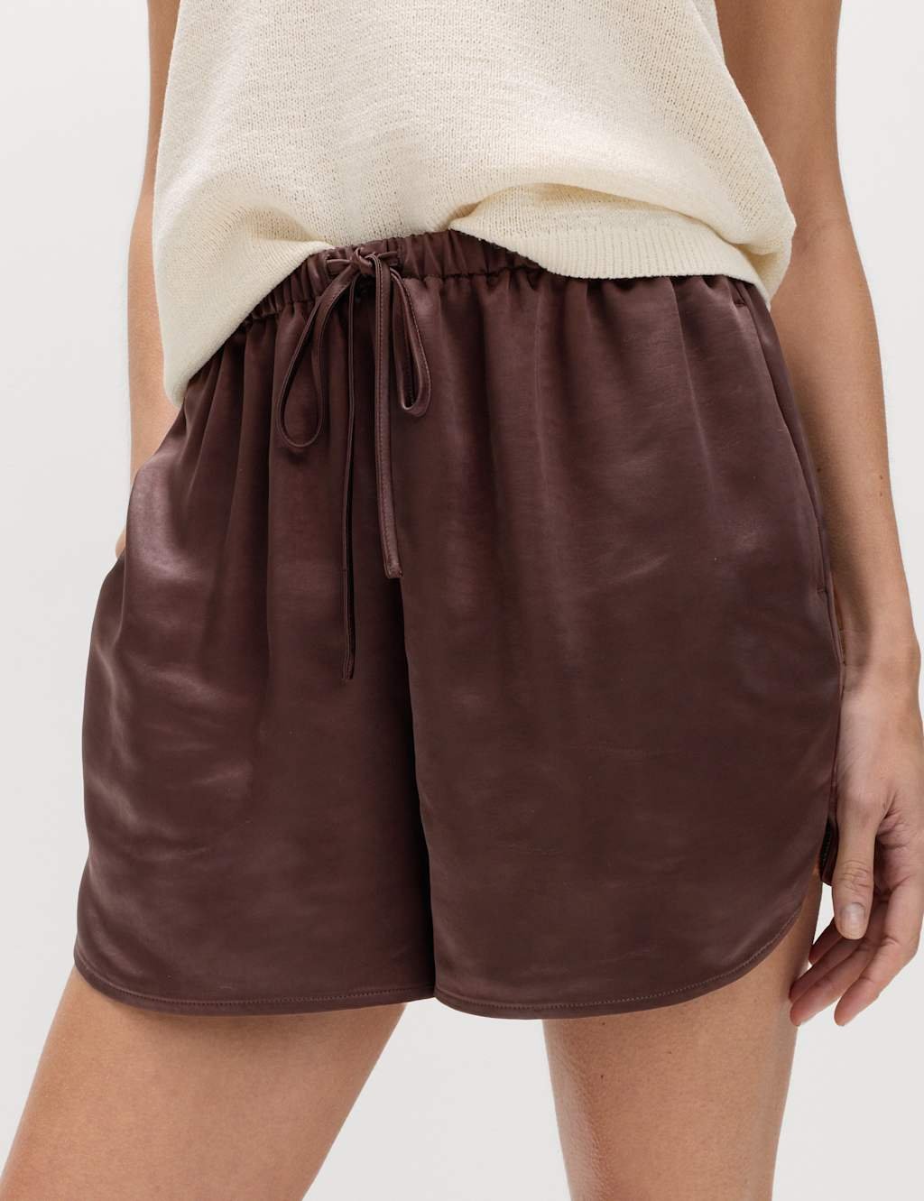 Marks & Spencer M&S Satin Shorts Chocolate - 2