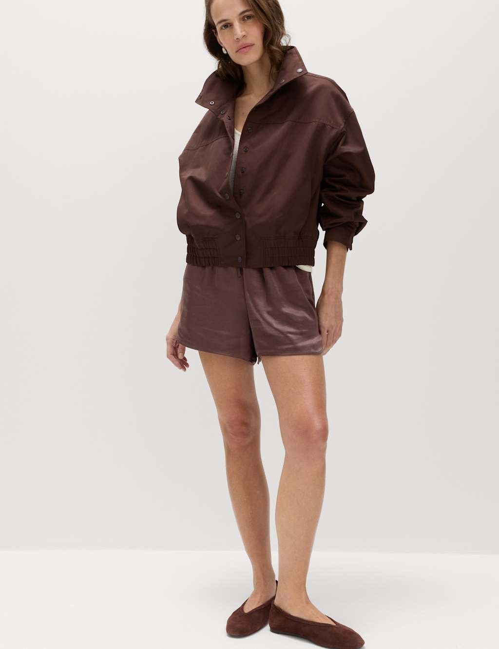 Marks & Spencer M&S Satin Shorts Chocolate - 4