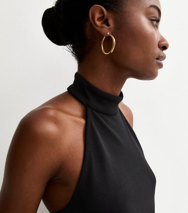 New Look Women's Black Halter Neck Longline Asymmetric Hem Top New Look - 2