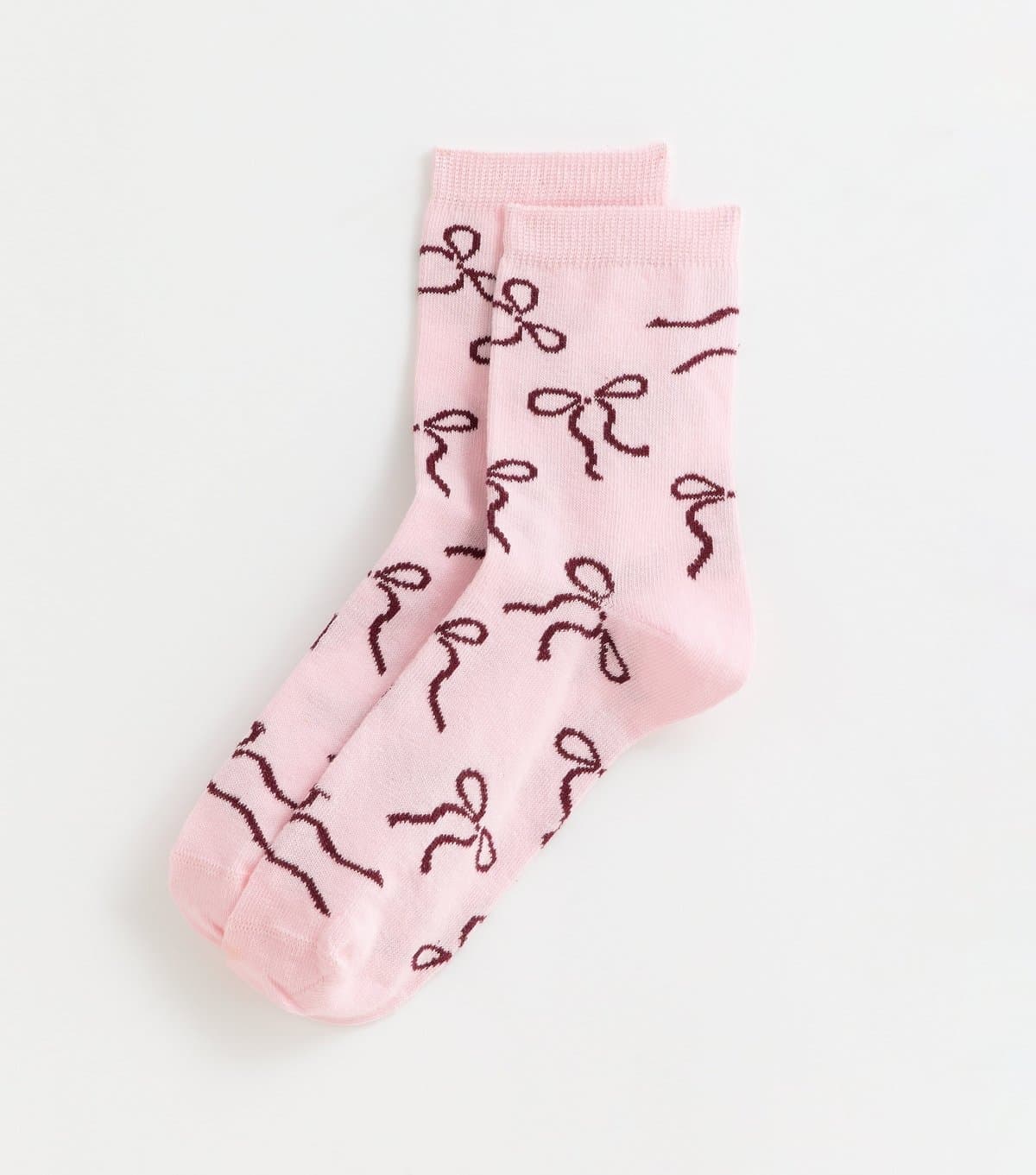 New Look Pink Bow Pattern Ankle Socks New Look