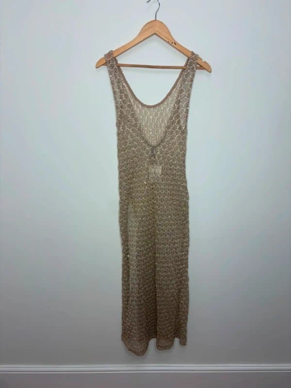 ASOS ASOS Gold Sequin Crochet Knit Midi Dress| Size 6  | Sheer Cover Up | New With Tag