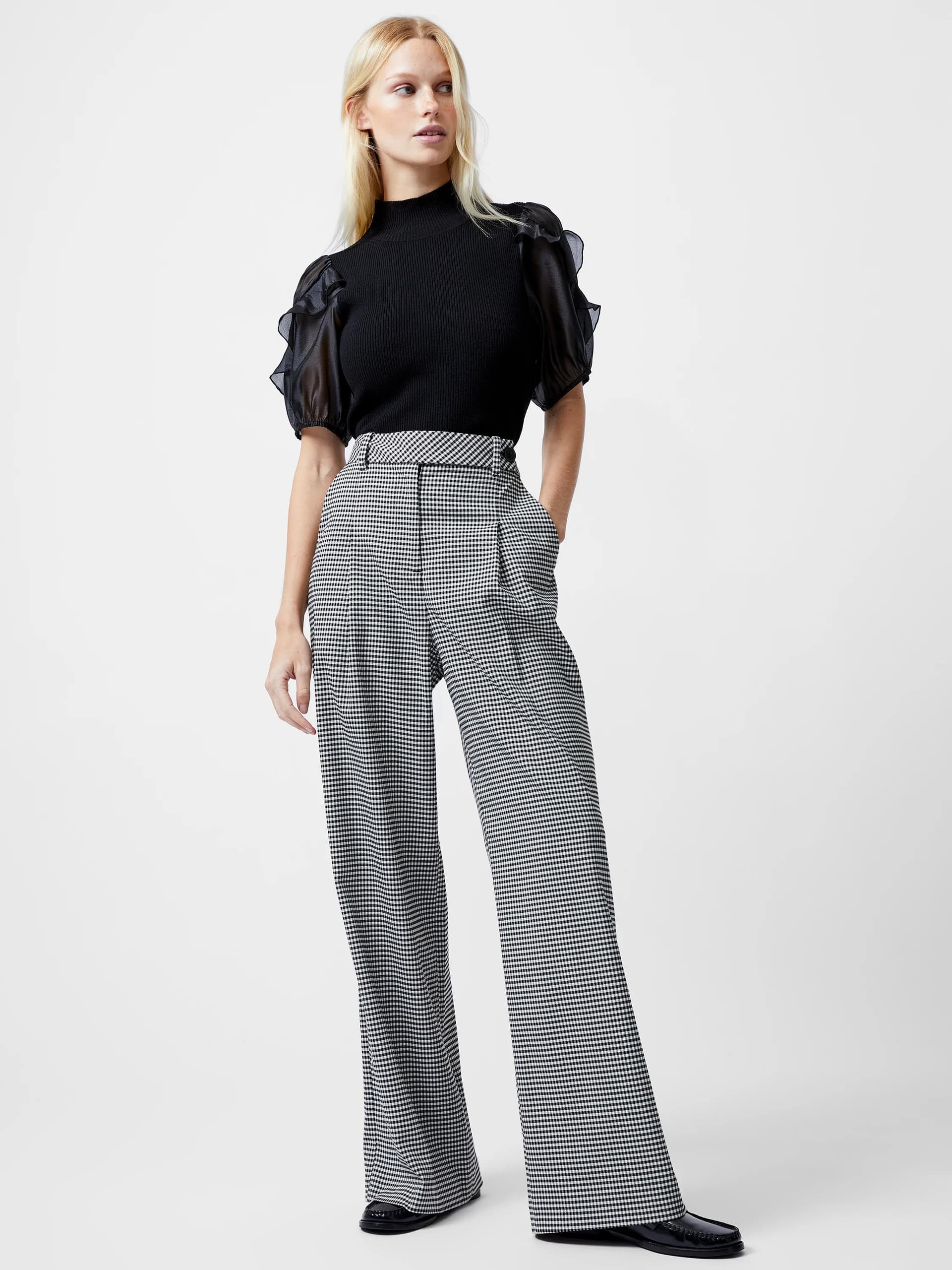 French Connection Holden Houndstooth Trouser Black/ecru