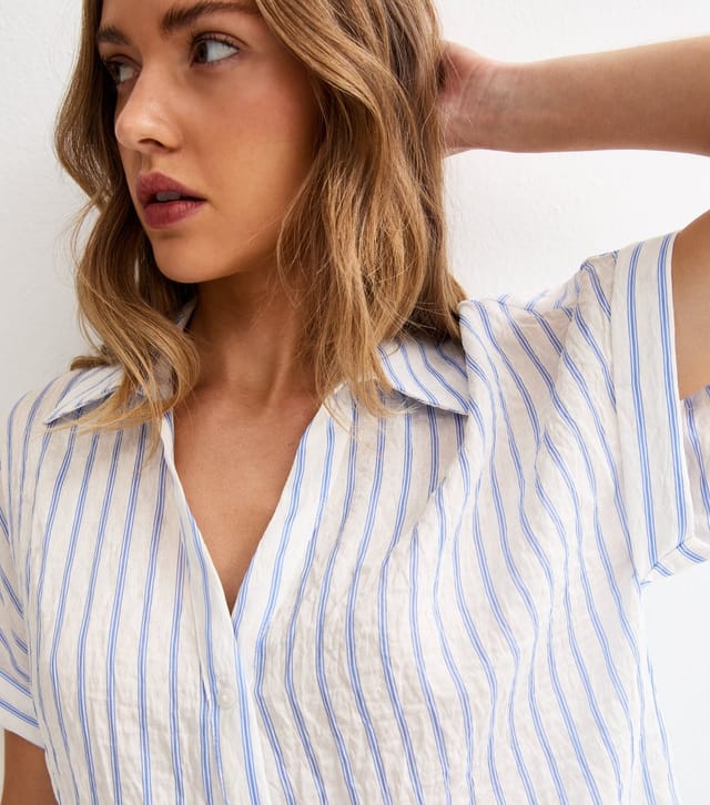 New Look Women's Blue Skinny Stripe Pattern Shirt New Look - 2