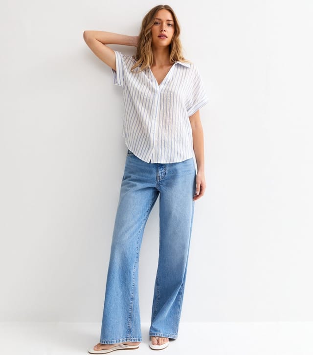 New Look Women's Blue Skinny Stripe Pattern Shirt New Look - 3
