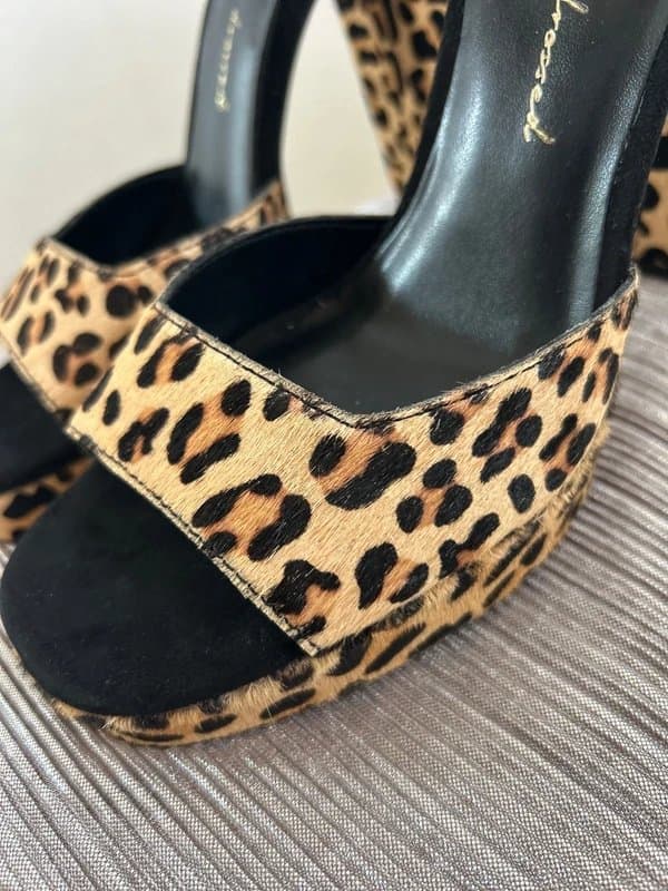 Never Fully Dressed Leopard chunky heel sandal