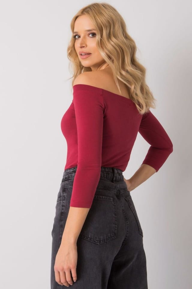 Love Lace Love Lace Women's Straight Cut Spanish Shoulder Blouse in Red - 2