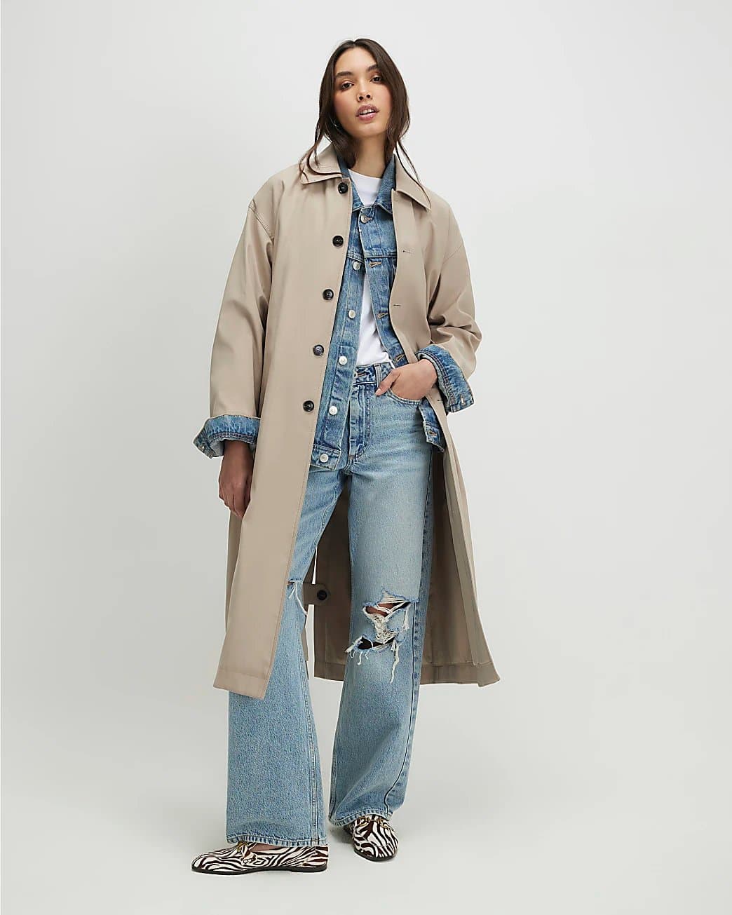 River Island River Island Womens Beige Belted Trench Coat