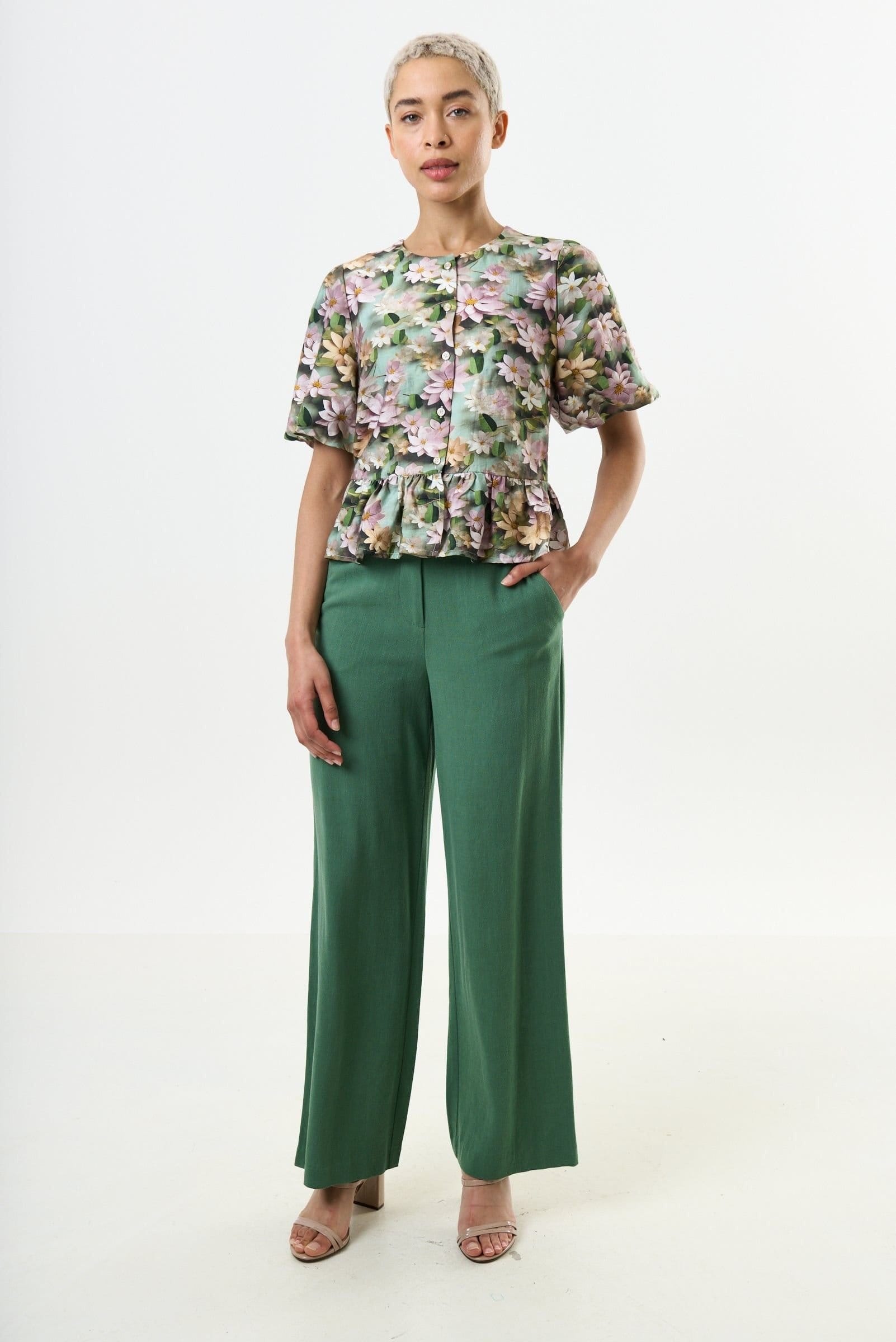Louche Louche Women's Camile 3D Daisy Print Peplum Blouse - Green - 4