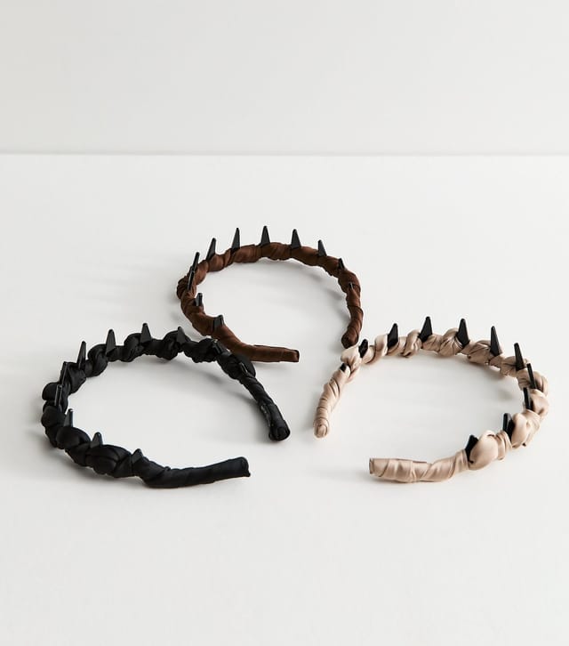Unknown Brushworks Brown Pack Of 3 Ribbon Zig Zag Headbands New Look - 2