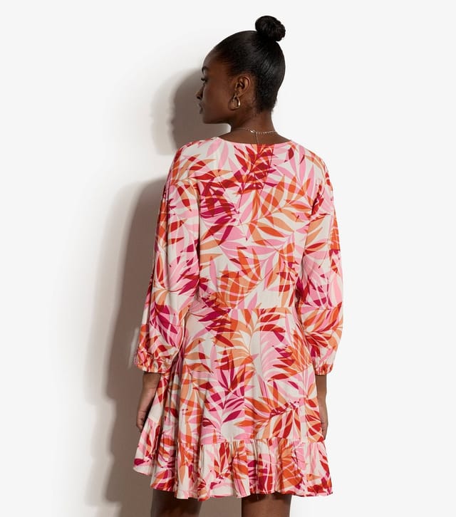 Apricot Women's Pink Leaf Pattern Batwing Dress Apricot New Look - 3